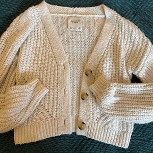 Abercrombie & Fitch Cameron Seed Stitch Cream Women's Cropped Cardigan Sweater